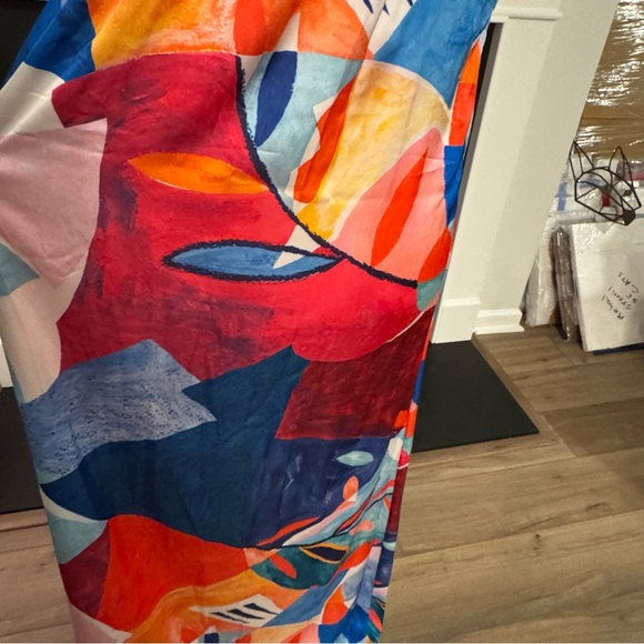 🎨 Nicole Miller New York Abstract Watercolor Maxi Dress – Size L - Picture 7 of 11